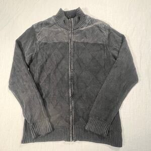 BKE Slim Fit Full Zip Jacket Men’s Large Gray Quilted Knit Sweater Coat‎ Layer